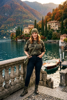 SHORT SLEEVE CAMOUFLAGE BUBBLE HEM SCUBA TOP