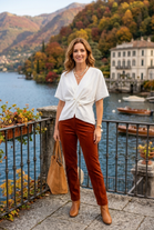 SHORT SLEEVE TWISTED PEARL BUTTON JUMPER