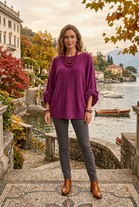 OVERSIZED ADJUSTABLE BUBBLE SLEEVE FINE KNIT JUMPER