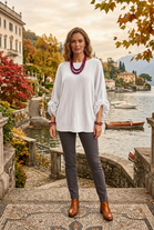 OVERSIZED ADJUSTABLE BUBBLE SLEEVE FINE KNIT JUMPER