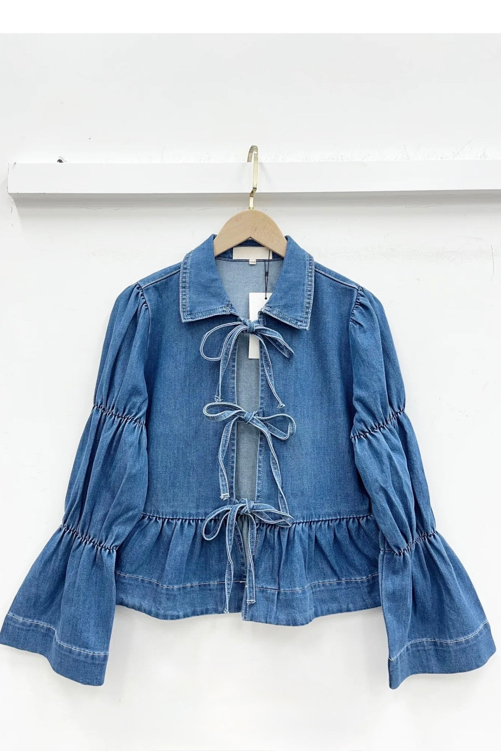 DENIM FRONT TIE JACKET
