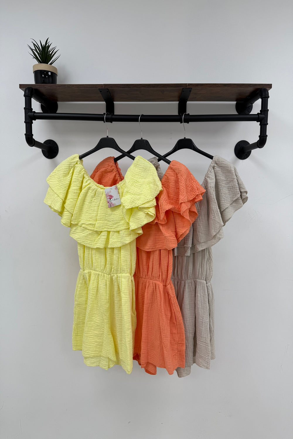OFF THE SHOULDER CHEESE CLOTH PLAYSUIT (15158051307904)
