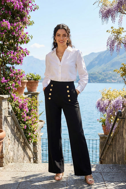 ADA GOLD BUTTON HIGH WAIST TROUSERS
