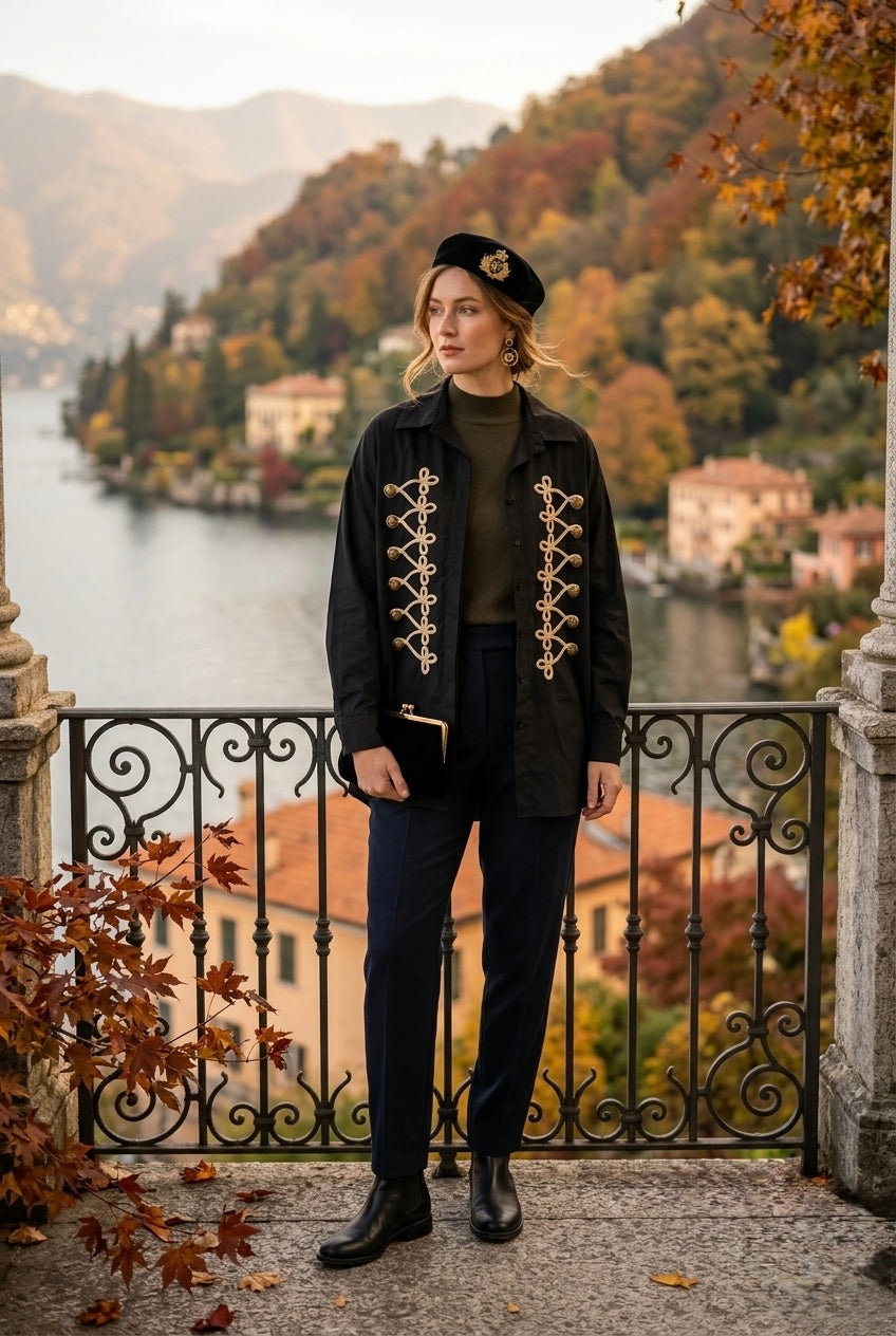 BUTTON EMBROIDERY MILITARY SHIRT