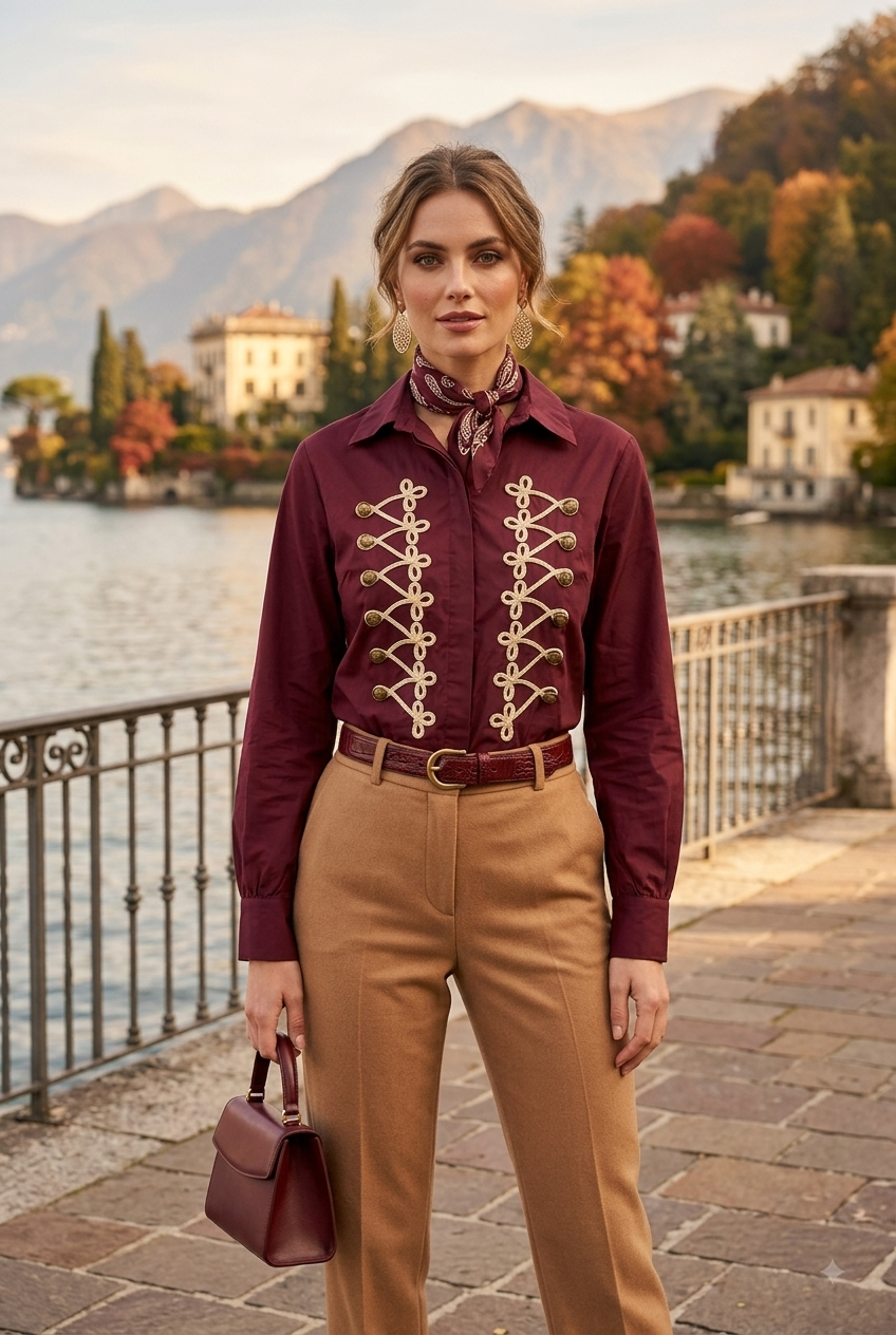 BUTTON EMBROIDERY MILITARY SHIRT
