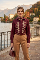 BUTTON EMBROIDERY MILITARY SHIRT