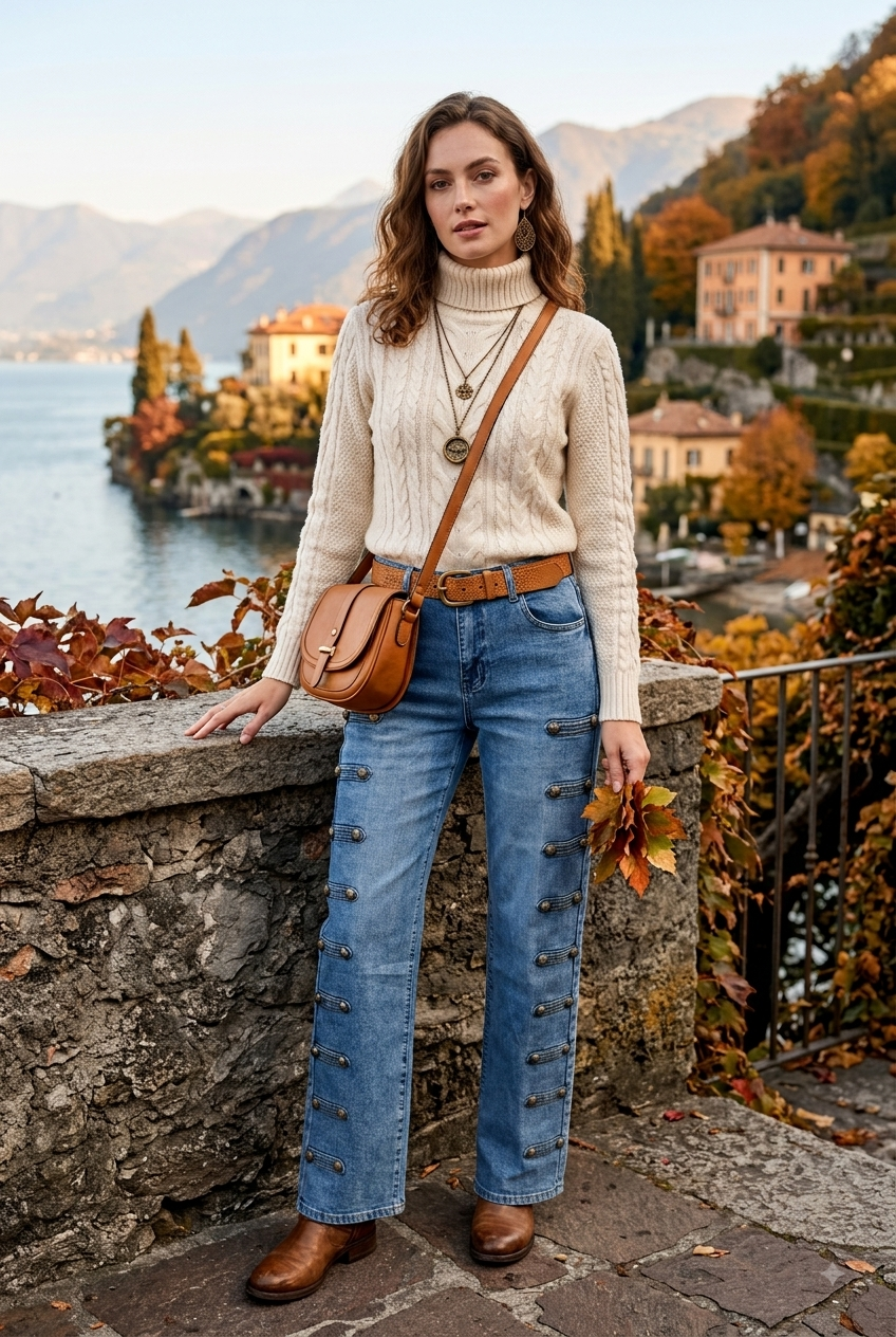 MILITARY BUTTON DENIM JEANS