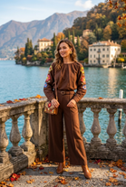 BELTED SEAM DETAIL SCUBA TROUSERS