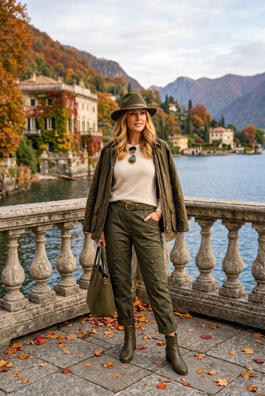 ELASTICATED MILITARY BUTTON DETAIL TROUSER