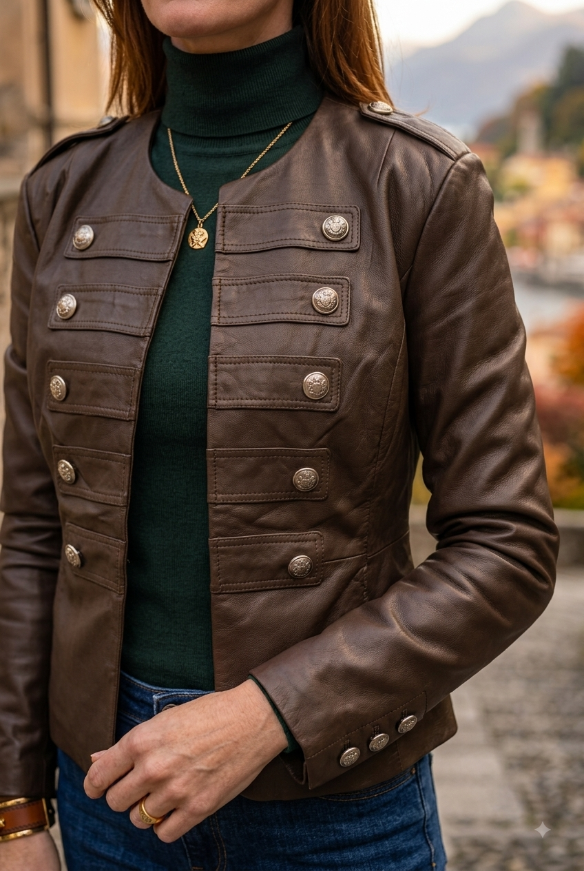 MILITARY FAUX LEATHER JACKET