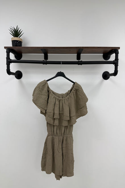 OFF THE SHOULDER CHEESE CLOTH PLAYSUIT (15166352392576)
