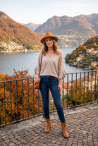 FRILL SLEEVE VNECK JUMPER