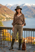 FRILL SLEEVE VNECK JUMPER