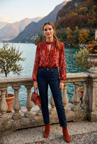 ROPENECK DETAIL PRINTED BLOUSE