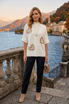 HEART EMBELLISHED CAP SLEEVE JUMPER