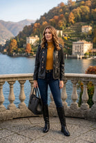 GOLD BUTTON FAUX LEATHER JACKET