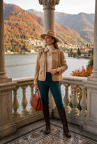 GOLD BUTTON FAUX LEATHER JACKET