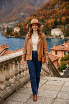 GOLD BUTTON FAUX LEATHER JACKET