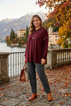 LEOPARD TRIM RELAXED HOODED TOP