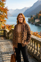LEOPARD PRINT V-NECK GOLD BUTTON CARDIGAN