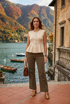 SLEEVELESS PEPLUM BUTTON DOWN TOP