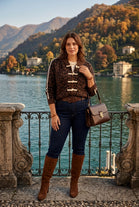 LEOPARD PRINT TOGGLE KNIT ZIP JACKET