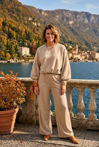 STRIPED BALLOON-SLEEVE SWEAT SHIRT