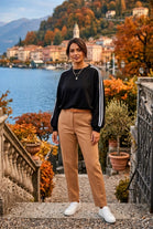 STRIPED BALLOON-SLEEVE SWEAT SHIRT