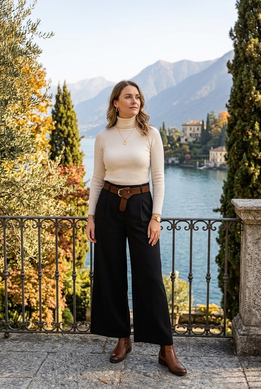 BELTED WIDE-LEG TAILORED TROUSER