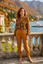 TWISTED HIGHNECK FLORAL PRINT BLOUSE