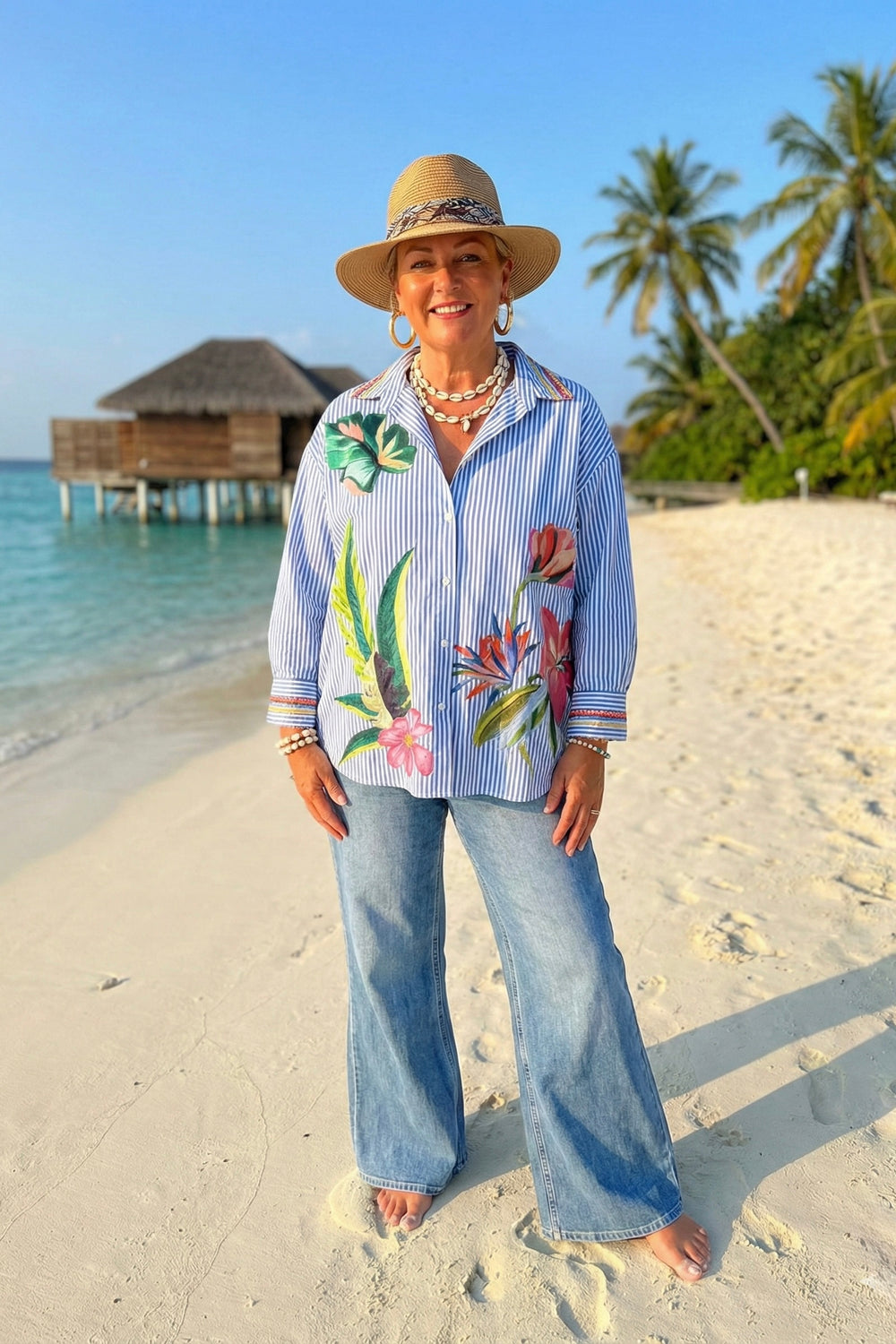 TROPICAL PRINT OVERSIZED SHIRT