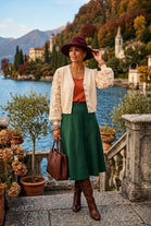 LACE SLEEVE BUTTON CARDIGAN