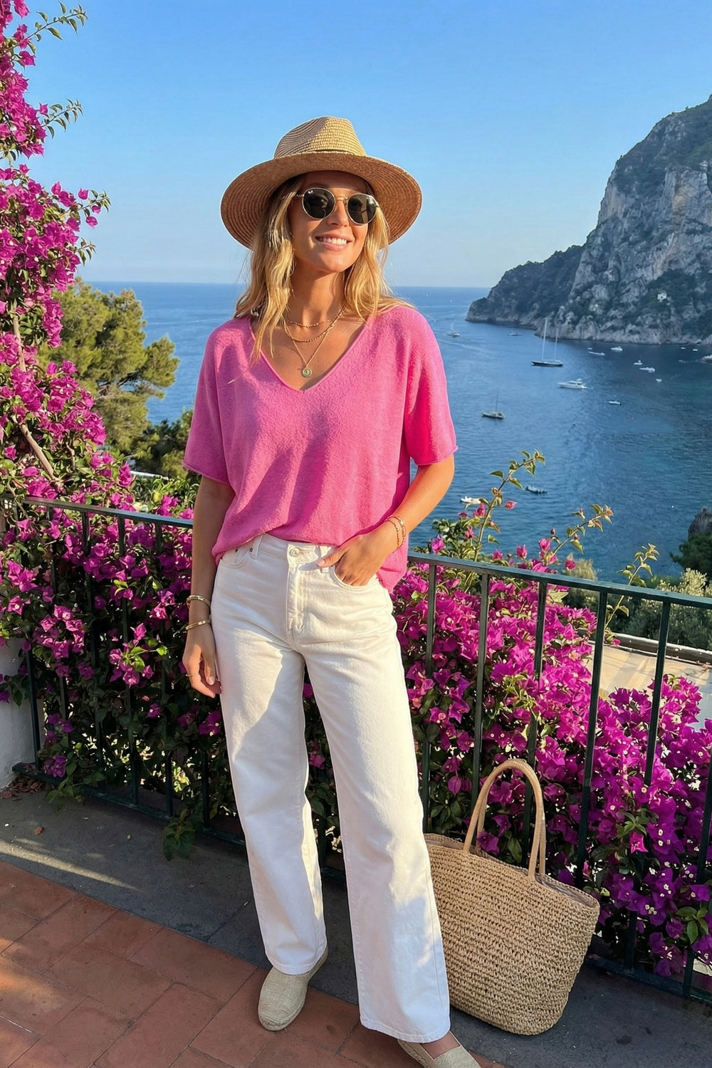 CAP SLEEVE V-NECK JUMPER