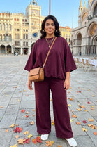 BUBBLE HEM SHORT SLEEVE TOP LOUNGE SET