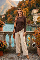 ASYMMETRIC RUCHED FINE KNIT JUMPER