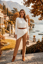 ASYMMETRIC RUCHED FINE KNIT JUMPER