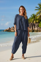 SATIN TRIM BARREL BOTTOM LOUNGE SET