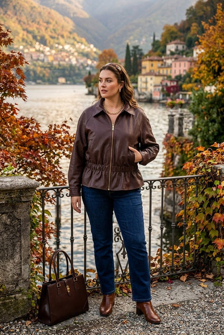 DRAWSTRING LEATHER JACKET
