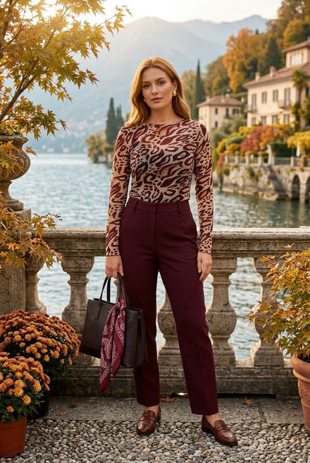 CASHMERE BLEND ANIMAL PRINT TOP