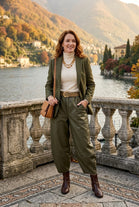 ELATICATED BARREL PU TROUSER