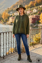 LEOPARD TRIM DRAWSTRING SWEAT HOODIE
