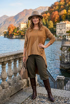 MILITARY BUTTON DETAIL HIGH LOW SWEATSHIRT