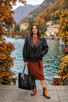 FUNNEL-NECK FAUX LEATHER JACKET