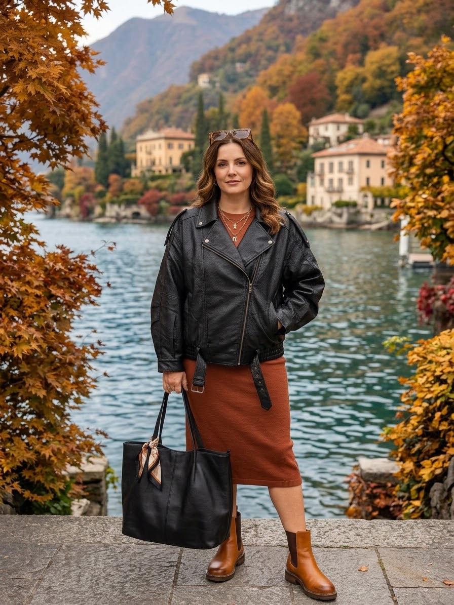 FUNNEL-NECK FAUX LEATHER JACKET