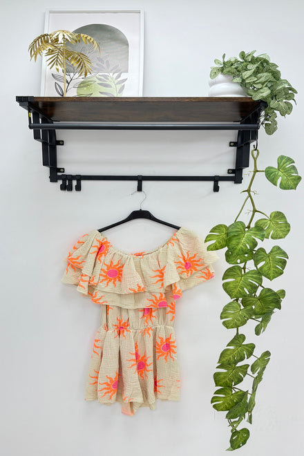 OFF SHOULDER SUN PRINT PLAYSUIT (15191228514688)