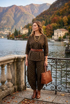 CHECKERED MATCHING TUNIC AND TROUSER SET
