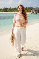 PRINTED MESH LONG SLEEVE TOP