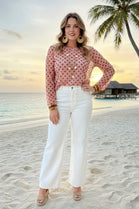 PRINTED MESH LONG SLEEVE TOP