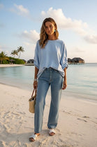 RUCHED SLEEVE SWEAT SHIRT