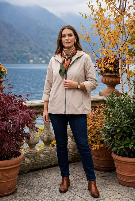 HOODED LINED LIGHT WEIGHT RAIN JACKET